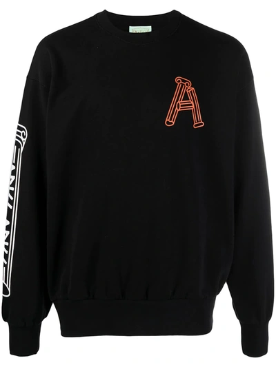 Aries Monogram-print Cotton Sweatshirt In Black