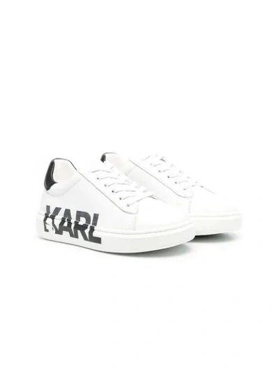 Karl Lagerfeld Kids' Logo印花低帮运动鞋 In White