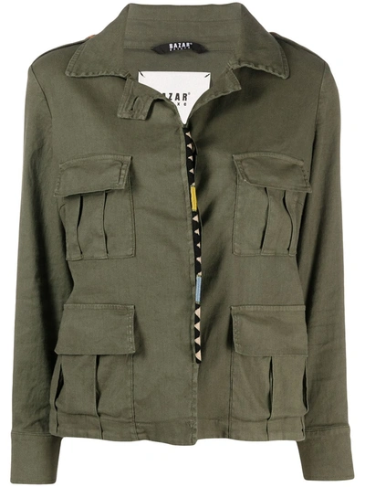 Bazar Deluxe Flap-pocket Linen-blend Jacket In Verde