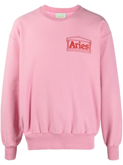 Aries Classic Temple Regular Fit Sweatshirt In Pink