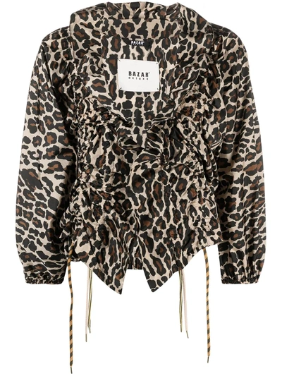 Bazar Deluxe Leopard Print Tie-fastening Blouse In Neutrals