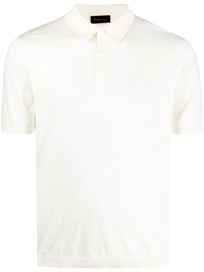 Roberto Collina Short-sleeved Cotton Polo Shirt In Milk