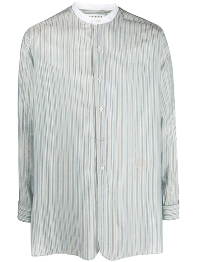 Maison Margiela Striped Cotton Blend Shirt In Grey