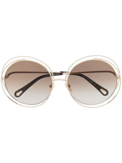 Chloé Round-frame Sunglasses In Gold