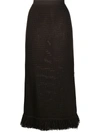 Bottega Veneta Women's Fringed Cotton-blend Knit Midi Skirt In Black