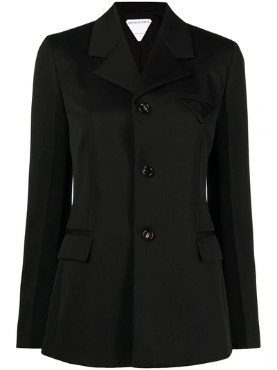 Bottega Veneta Single-breasted Wool Grain-de-poudre Jacket In Black