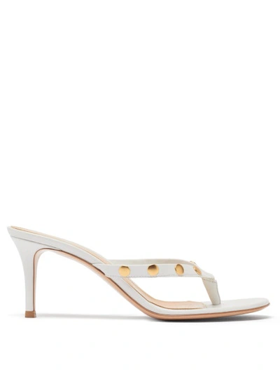 Gianvito Rossi 70mm Studded Leather Thong Sandals In White