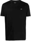 Paul & Shark Chest Shark Logo Piquet Polo In Black