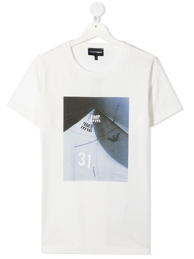 Emporio Armani Teen Graphic-print T-shirt In White