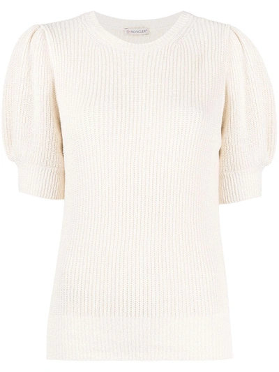 Moncler Logo-patch Short-sleeve Jumper In Cream