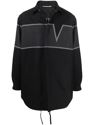 Valentino V- Intarsia Shirt Jacket In Black