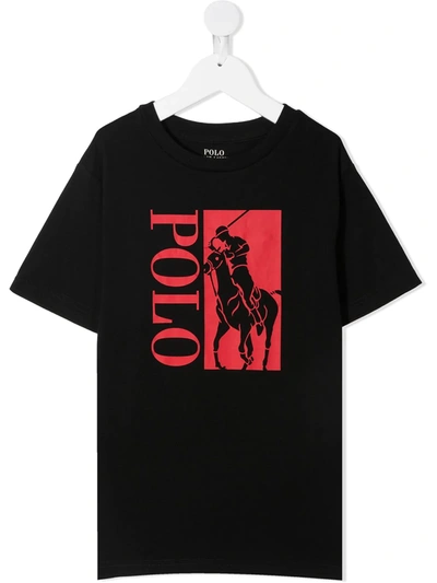 Ralph Lauren Kids' Classic Fit Big Pony Logo Jersey T-shirt In Polo Black