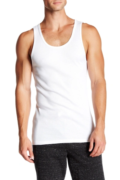 Calvin Klein Cotton Ribbed Tank In 100 White