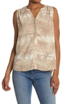 Nydj Pleat Back Sleeveless Split Neck Blouse In Crescent Beach