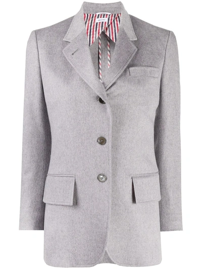 Thom Browne Wide Lapel Cashmere Jacket In Grey