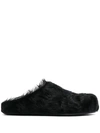 Marni Sabot Fussbett In Vitello A Pelo Lungo Nero In Black