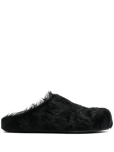 Marni Black Calf-hair Fussbett Loafers