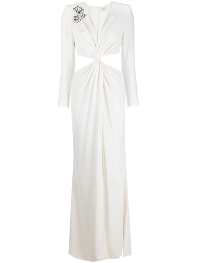 Alexander Mcqueen Twisted-front Cutout Long Dress In White