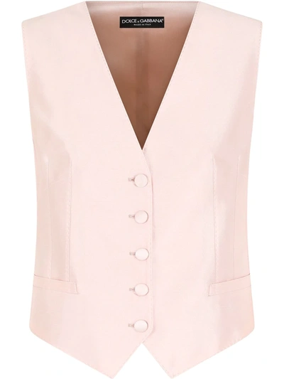 Dolce & Gabbana V-neck Waistcoat In Pink