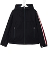 Moncler Teen Striped-trim Jacket In Blue