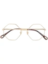 Chloé Octagon-frame Gold-tone Optical Glasses In Gold