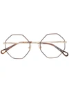 Chloé Gold & Tortoiseshell Joni Octagonal Glasses In Gold