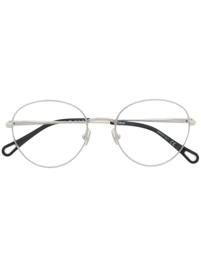Chloé Round Wire-frame Glasses In Silver