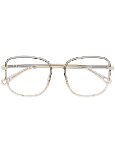 Chloé Oversize Rounded-square Frames In Gold
