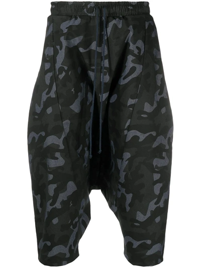 Alchemy Camouflage Drop-crotch Shorts In Black