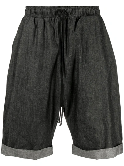 Alchemy Drawstring-waist Denim Shorts In Black
