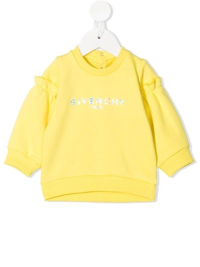 Givenchy Babies' Logo-print Ruffle-detailed Sweatshirt In 黄色