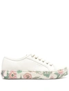 Ferragamo Borg Cubic Floral-sole Low-top Sneakers In White