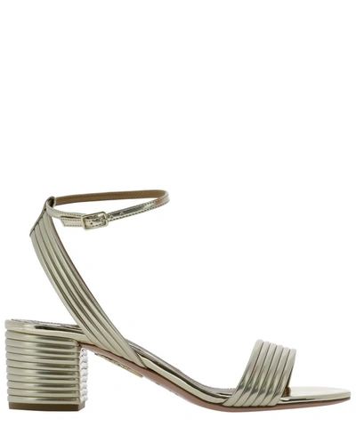 Aquazzura Sundance 50 Metallic Vegan Leather Sandals In Gold
