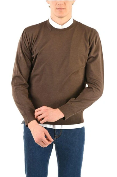 Ermenegildo Zegna Men's Brown Cotton Sweater