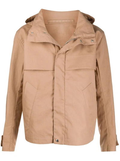 Ami Alexandre Mattiussi Concealed Hooded Raincoat In Brown