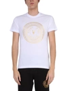VERSACE JEANS COUTURE T-SHIRT WITH V EMBLEME LOGO,194211