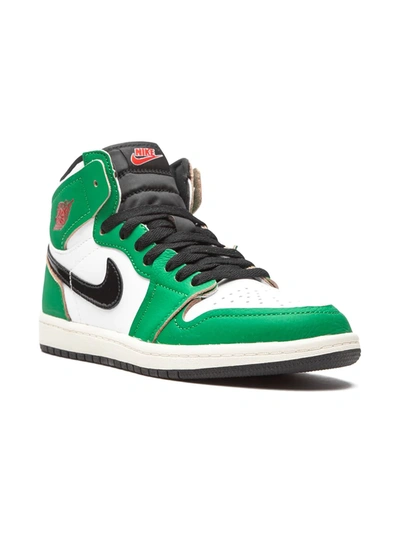 Jordan Kids' Air  1 Retro High Og "lucky Green" Sneakers In White