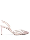 RENÉ CAOVILLA VIVIENNE CRYSTAL-EMBELLISHED MESH PUMPS