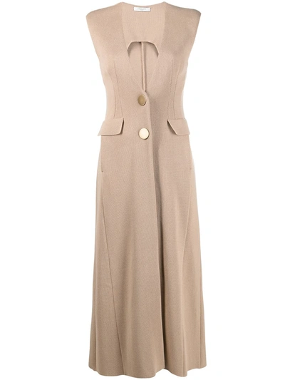 Charlott Sleeveless Knitted Coat In Neutrals