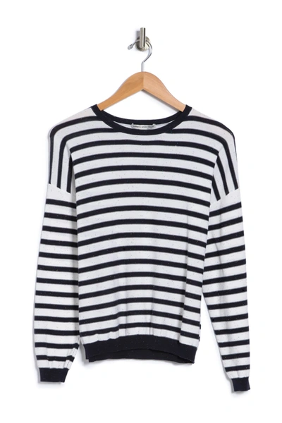 Autumn Cashmere Striped Dolman Long Sleeve Top In Midnight/confetti