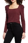 Vero Moda Alpha Puff Long Sleeve Square Top In Port Royale