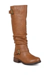 Journee Collection Women's Stormy Extra Wide Calf Knee High Riding Boots In Tan