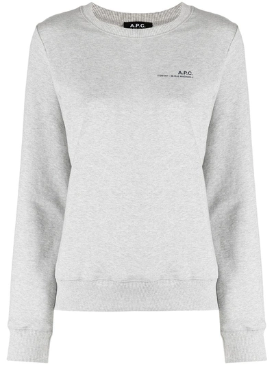 Apc Logo Print Sweatshirt In Grey