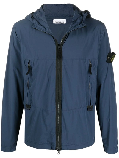 Stone Island Logo-patch Windbreaker Jacket In Blau