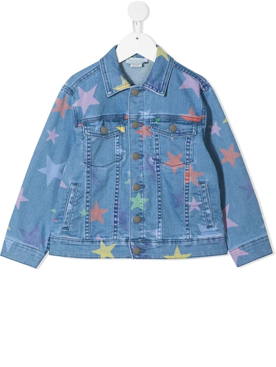 Stella Mccartney Kids' Star Print Denim Jacket In Blue