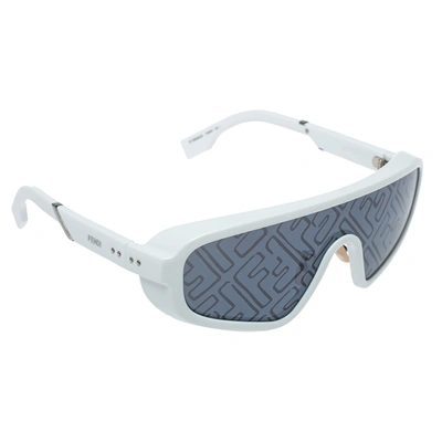 Pre-owned Fendi X Joshua Vides White/ Grey Ff M0084/s Botanical Shield Sunglasses