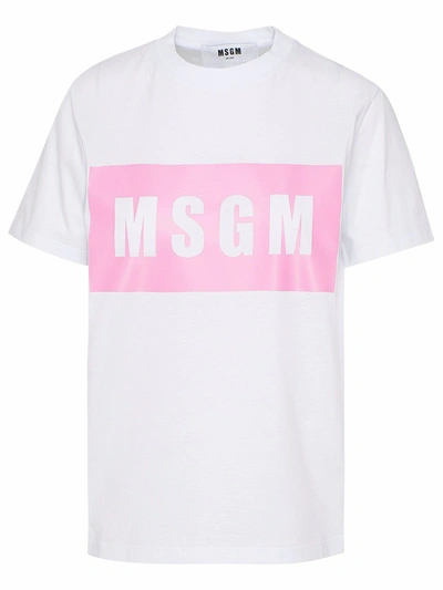 Msgm Women's 3041mdm9521729801a White Cotton T-shirt