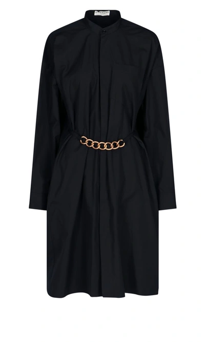 Givenchy Chain-waist Cotton-poplin Shirt Dress In Black