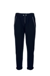 BRUNELLO CUCINELLI BRUNELLO CUCINELLI COTTON AND SILK FRENCH TERRY TROUSERS WITH SHINY POCKET NAVY BLUE