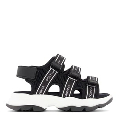 Dolce & Gabbana Kids'  Black Logo Sandals